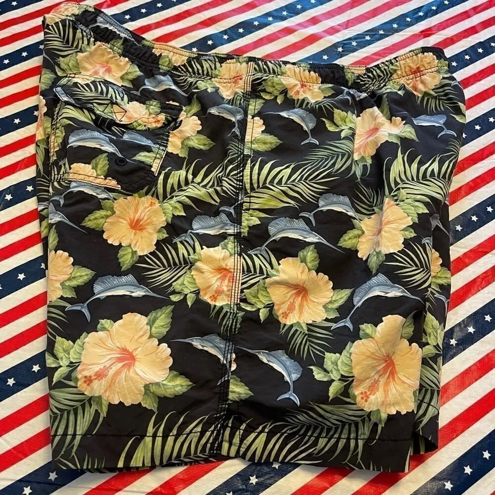 Tommy Bahama Marlin Floral Tropical Swim Trunks